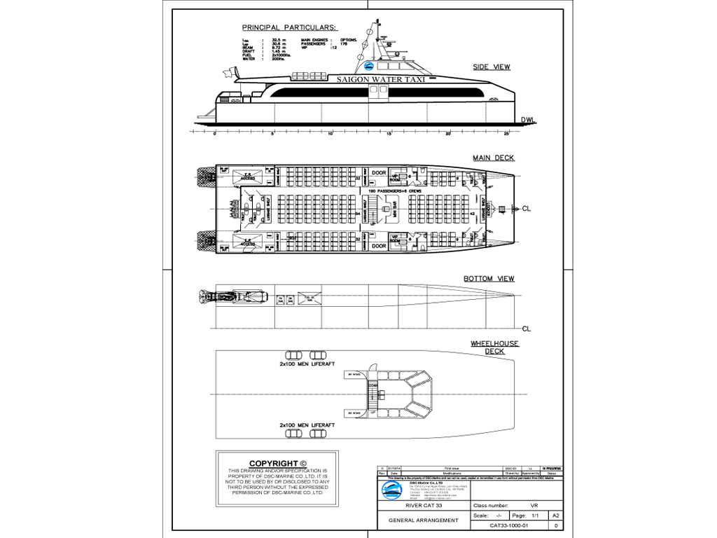 Catamaran 190 passengers + 4 crews